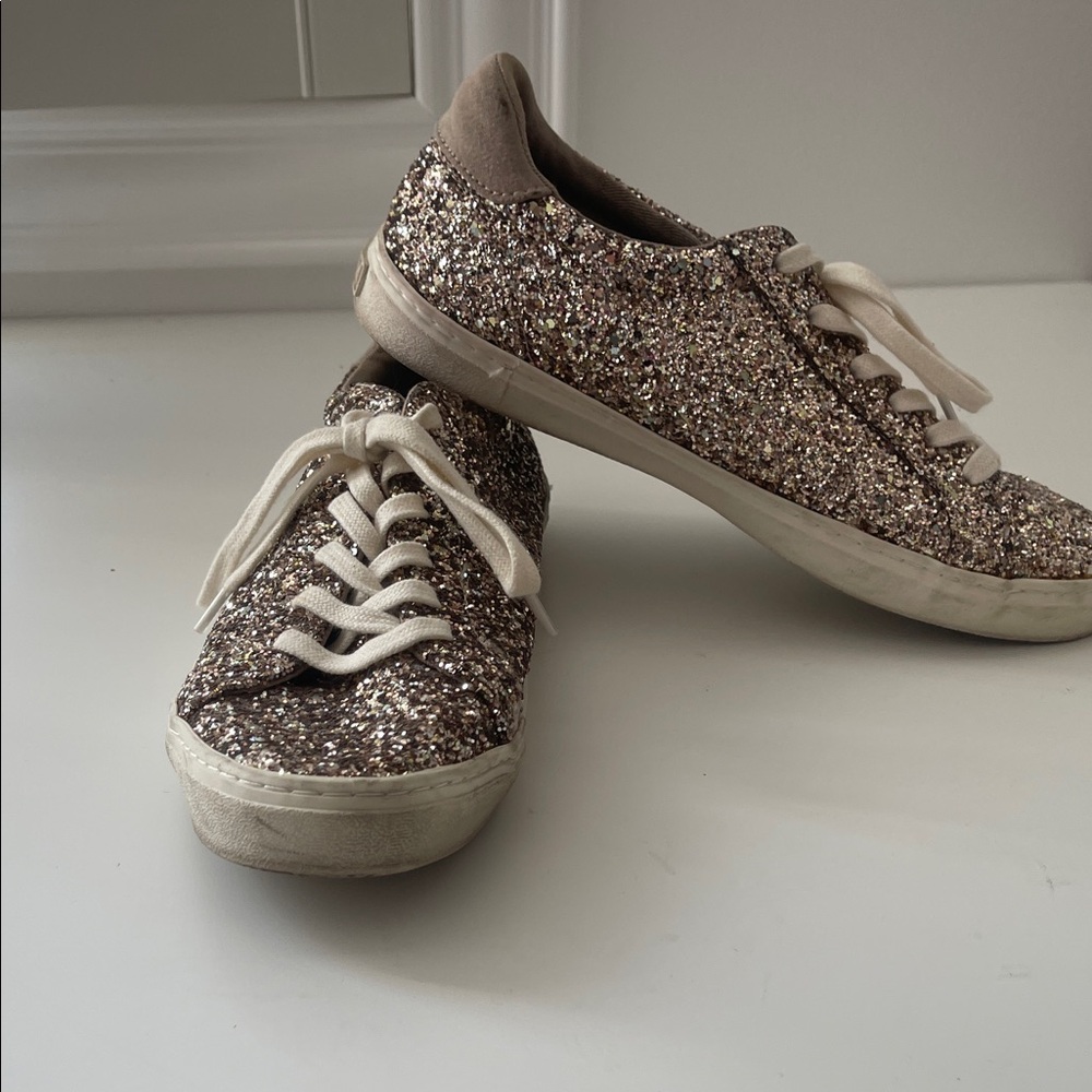 Taupe Sparkling Glitter Women's Sneakers